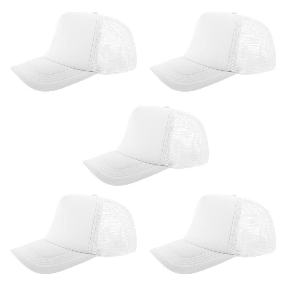 Hat Sublimation Blank - 5個入り、無地の野球帽、メッシュバック、昇華プリント対応、DIY用、熱転写可能、軽量、通気性、洗濯可能、フリーサイズ。